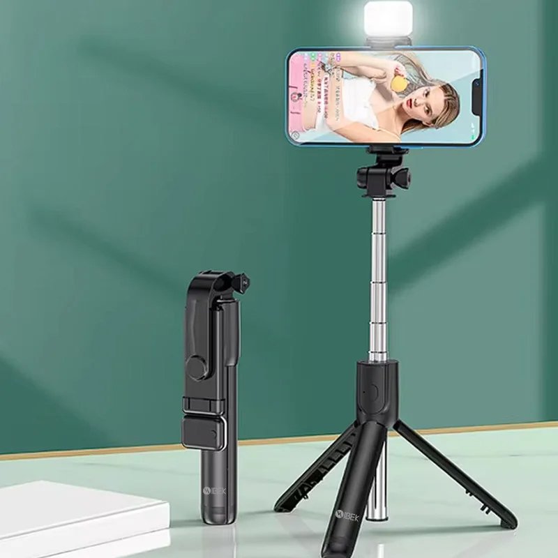 PALO SELFIE TRIPODE CON LUZ LED Y CONTROL BLUETOOTH PARA CELULAR PS-107 IBEK - Image 2